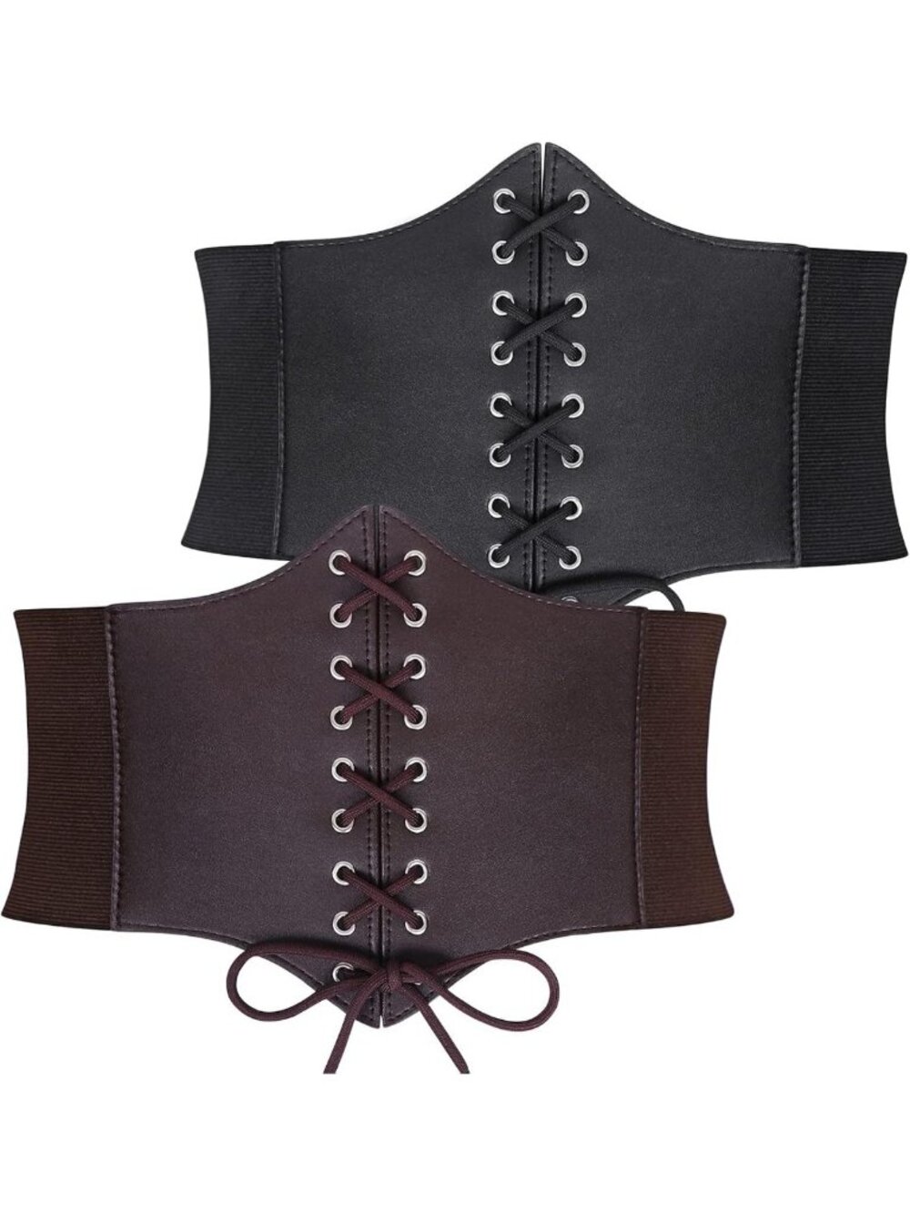 Vintage Black Corset Belt for Women, Lace-up Elastic Waist, Halloween Costume